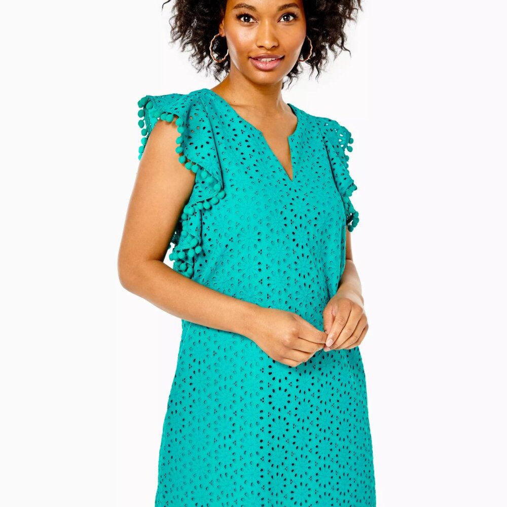 Lilly Pulitzer Astara Eyelet Dress Size Medium Turquoise